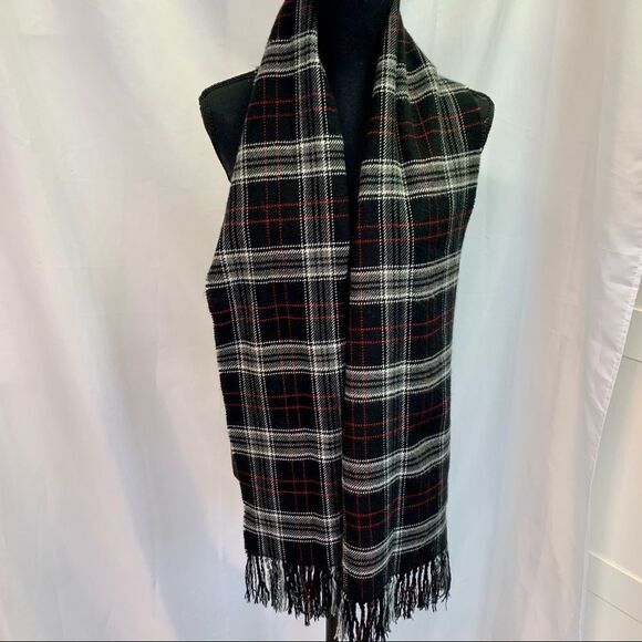 Roots Black red gray white striped plaid check unisex fall winter warm scarf 💥 - Picture 4 of 9